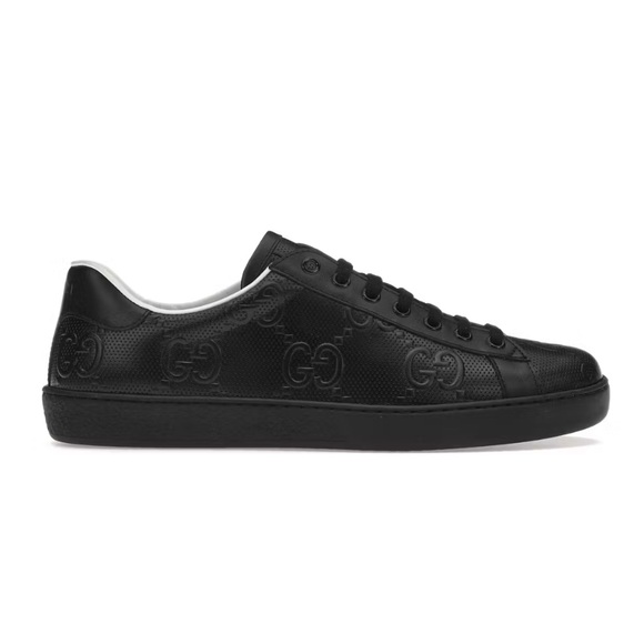 Gucci Ace GG Embossed Black Leather Sneakers Men’s 12.5